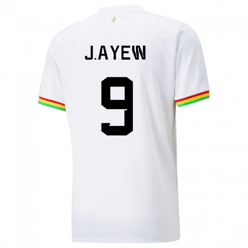 Hombre Camiseta Ghana Jordan Ayew #9 Blanco 1ª Equipación 22-24 La Camisa Argentina