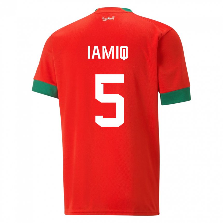 Hombre Camiseta Marruecos Jawad Iamiq #5 Rojo 1ª Equipación 22-24 La Camisa Argentina