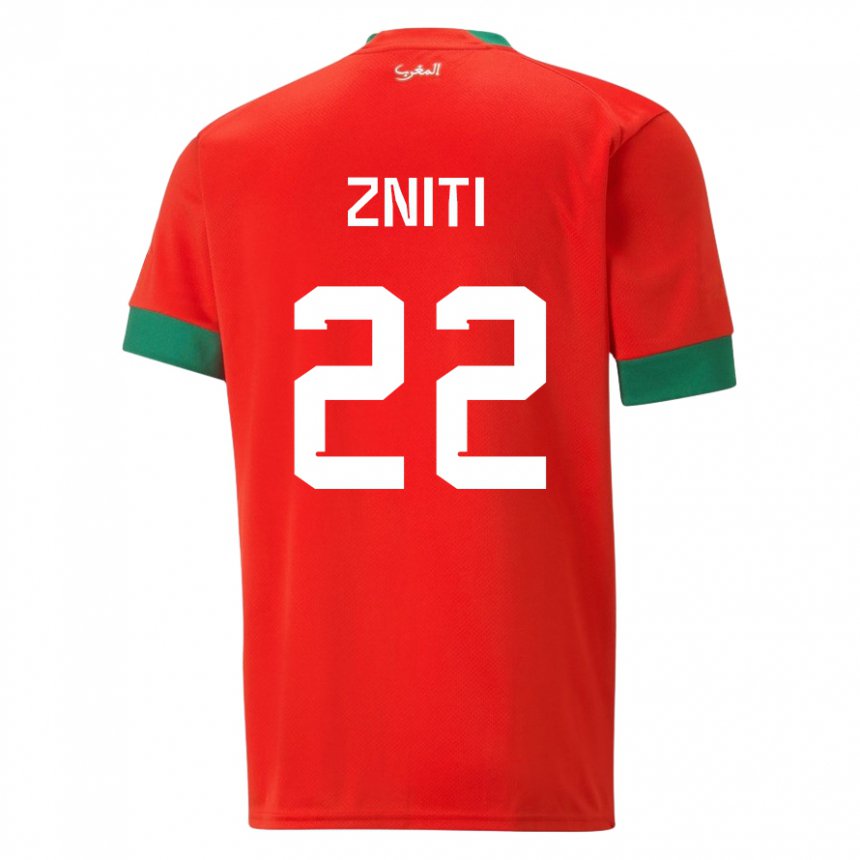 Hombre Camiseta Marruecos Anas Zniti #22 Rojo 1ª Equipación 22-24 La Camisa Argentina