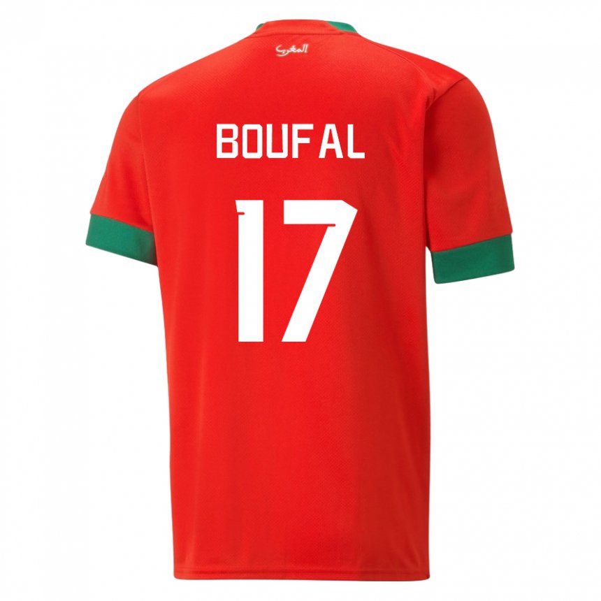 Hombre Camiseta Marruecos Sofiane Boufal #17 Rojo 1ª Equipación 22-24 La Camisa Argentina