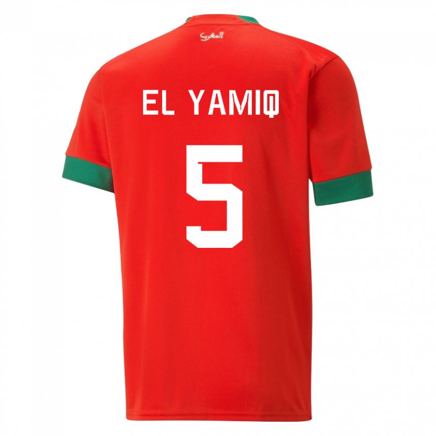 Hombre Camiseta Marruecos Jawad El Yamiq #5 Rojo 1ª Equipación 22-24 La Camisa Argentina