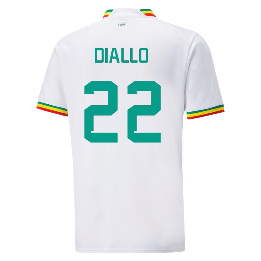 Hombre Camiseta Senegal Abdou Diallo #22 Blanco 1ª Equipación 22-24 La Camisa Argentina