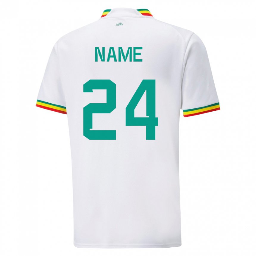 Hombre Camiseta Senegal Moustapha Name #24 Blanco 1ª Equipación 22-24 La Camisa Argentina