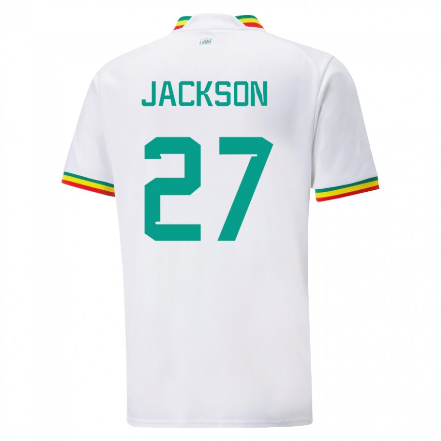 Hombre Camiseta Senegal Nicolas Jackson #27 Blanco 1ª Equipación 22-24 La Camisa Argentina