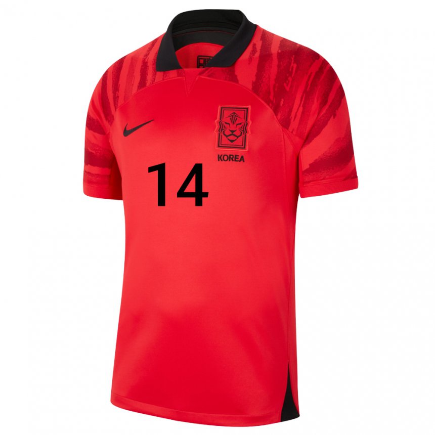 Hombre Camiseta Corea Del Sur Chul Hong #14 Rojo Volver 1ª Equipación 22-24 La Camisa Argentina