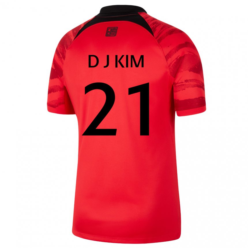 Hombre Camiseta Corea Del Sur Dong-jun Kim #21 Rojo Volver 1ª Equipación 22-24 La Camisa Argentina