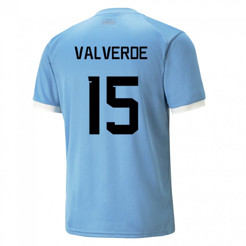 Hombre Camiseta Uruguay Federico Valverde #15 Azul 1ª Equipación 22-24 La Camisa Argentina