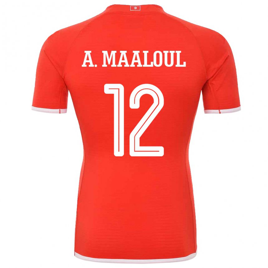 Hombre Camiseta Túnez Ali Maaloul #12 Rojo 1ª Equipación 22-24 La Camisa Argentina