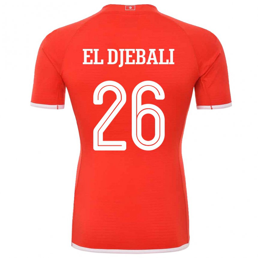 Hombre Camiseta Túnez Chaim El Djebali #26 Rojo 1ª Equipación 22-24 La Camisa Argentina