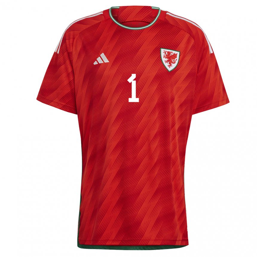 Hombre Camiseta Gales Wayne Hennessey #1 Rojo 1ª Equipación 22-24 La Camisa Argentina