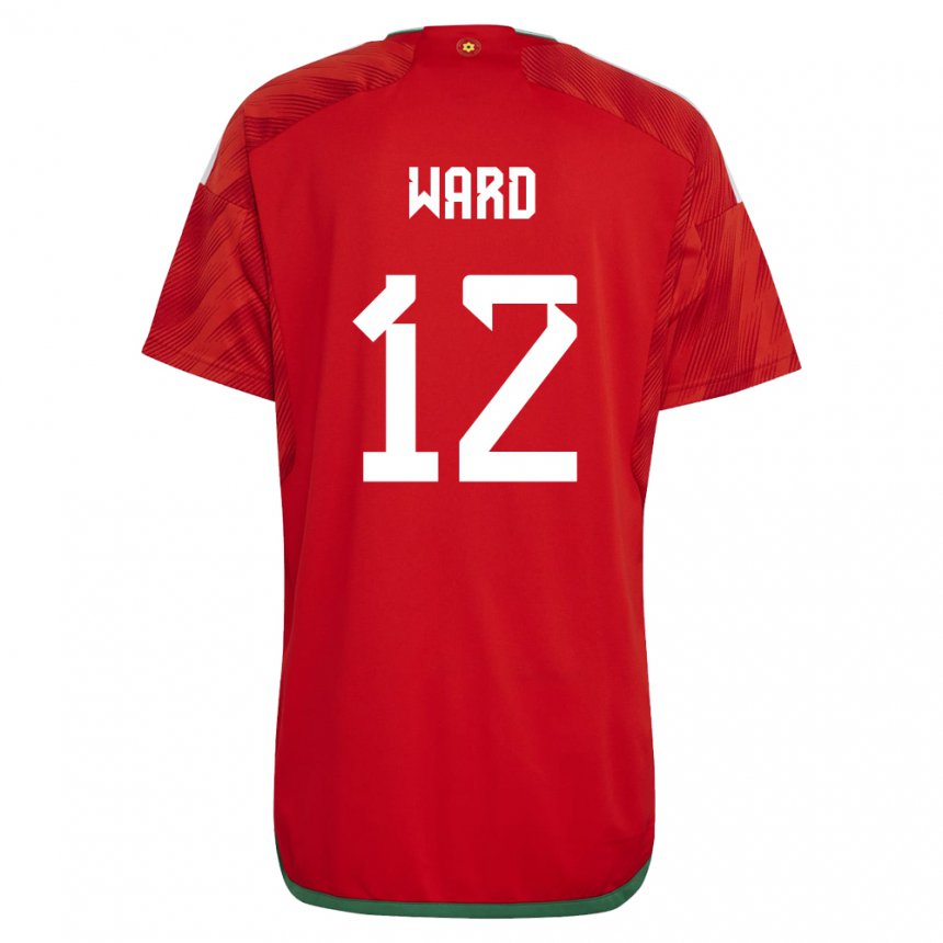 Hombre Camiseta Gales Danny Ward #12 Rojo 1ª Equipación 22-24 La Camisa Argentina