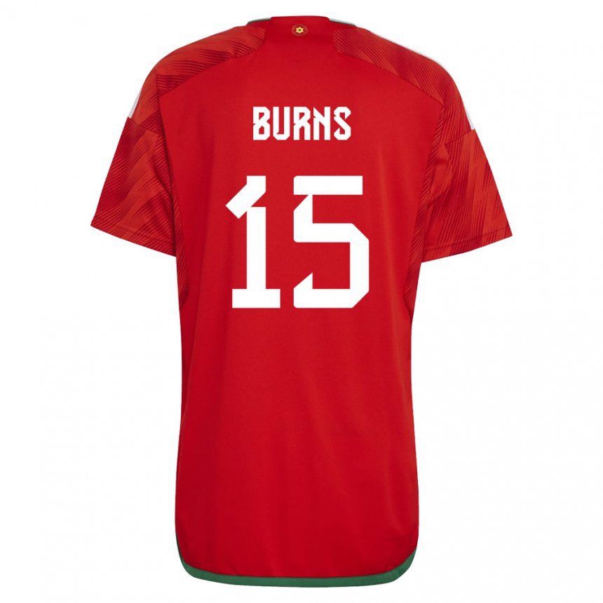 Hombre Camiseta Gales Wes Burns #15 Rojo 1ª Equipación 22-24 La Camisa Argentina