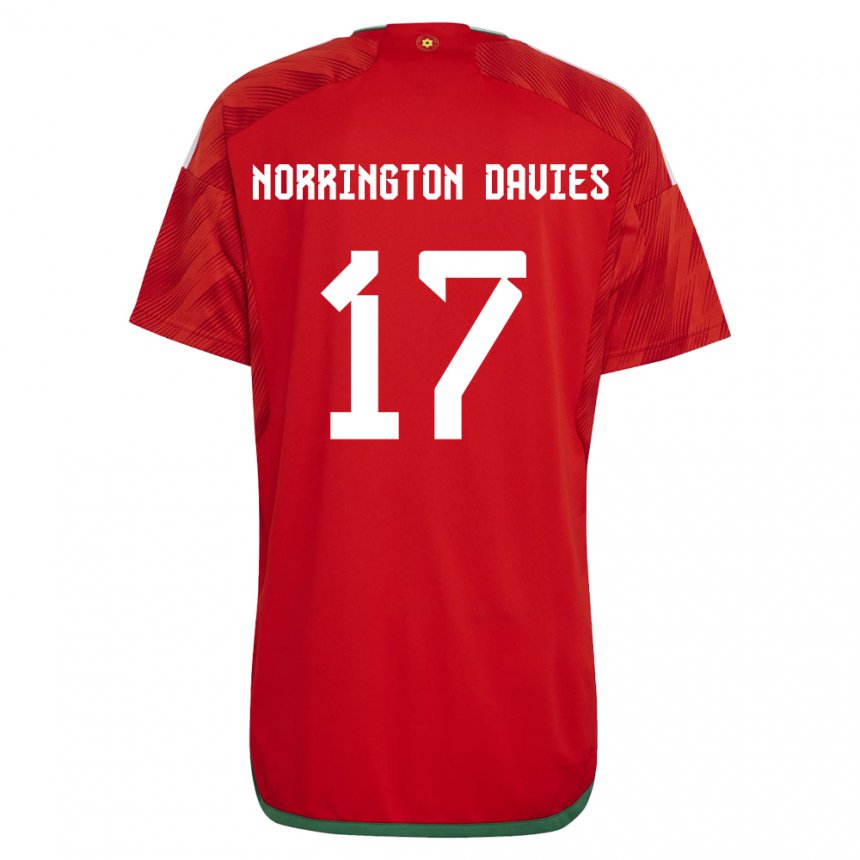 Hombre Camiseta Gales Rhys Norrington Davies #17 Rojo 1ª Equipación 22-24 La Camisa Argentina