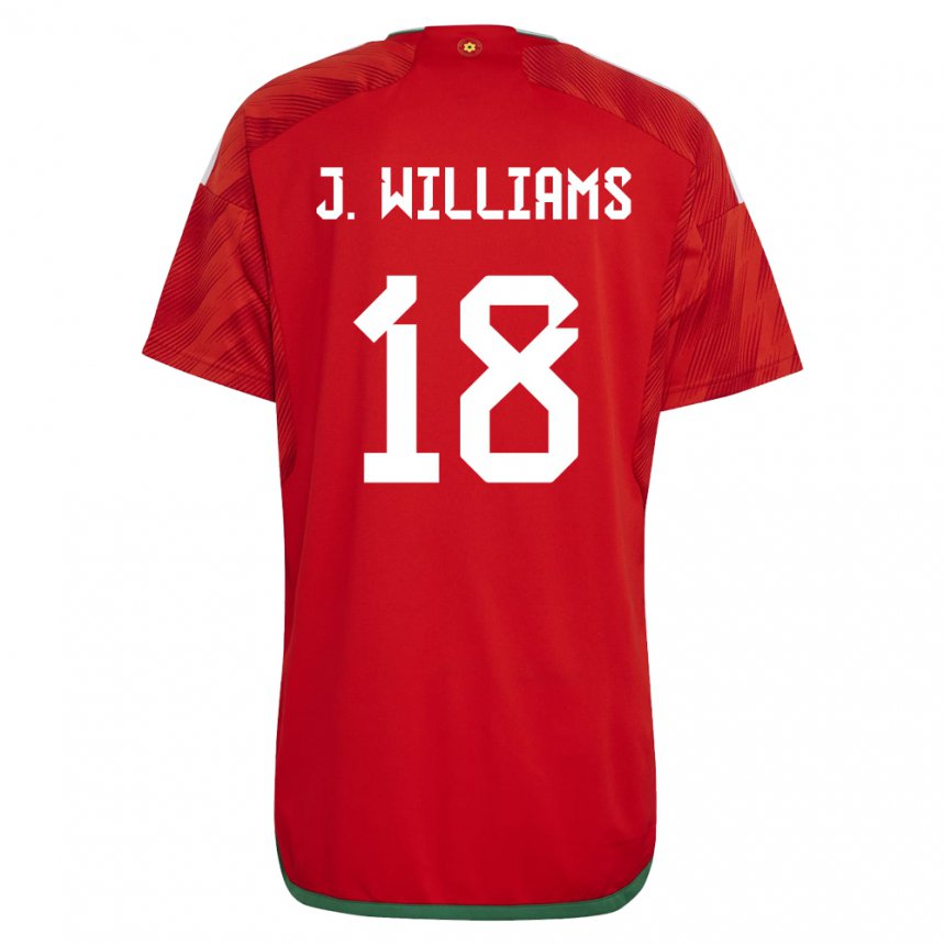 Hombre Camiseta Gales Jonathan Williams #18 Rojo 1ª Equipación 22-24 La Camisa Argentina