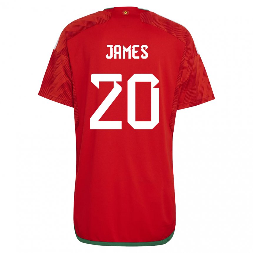 Hombre Camiseta Gales Daniel James #20 Rojo 1ª Equipación 22-24 La Camisa Argentina