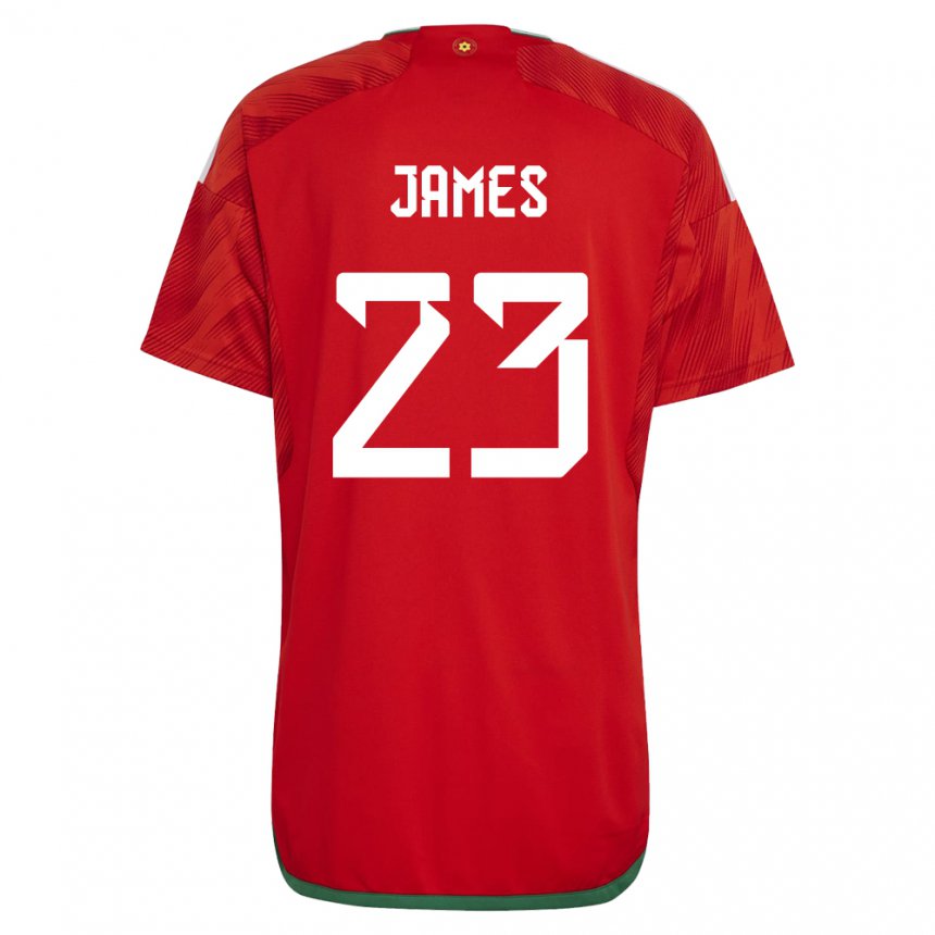 Hombre Camiseta Gales Jordan James #23 Rojo 1ª Equipación 22-24 La Camisa Argentina