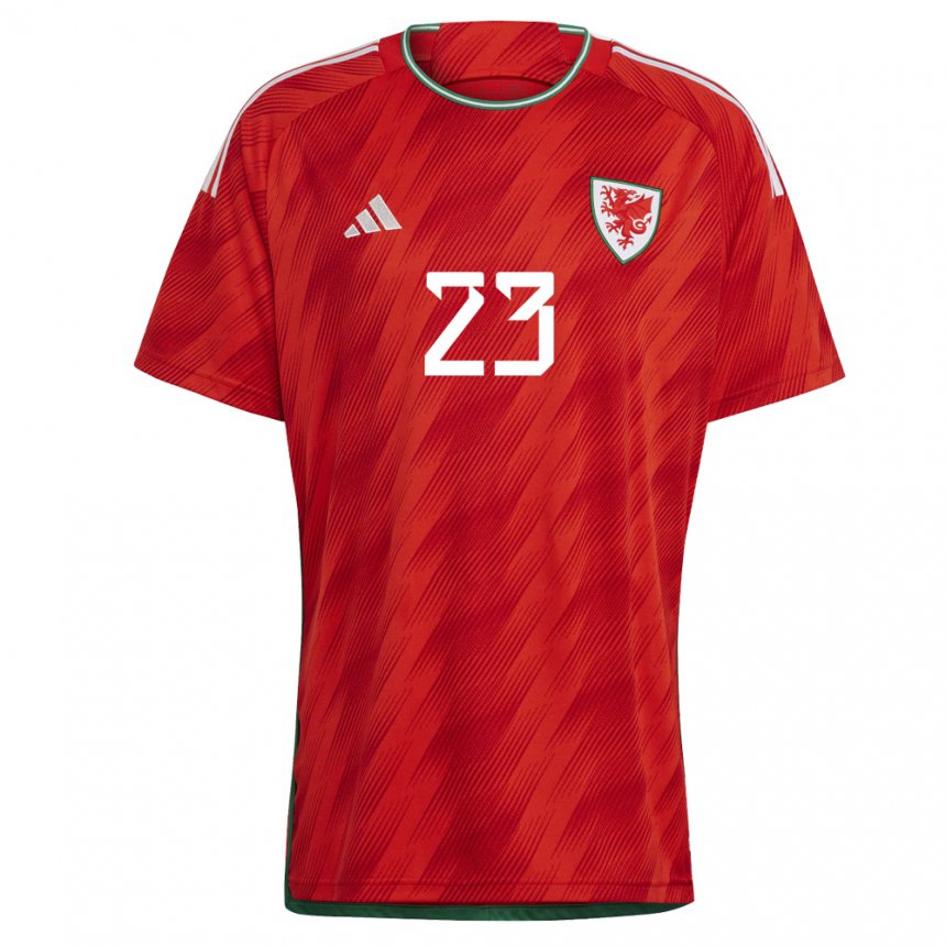 Hombre Camiseta Gales Jordan James #23 Rojo 1ª Equipación 22-24 La Camisa Argentina