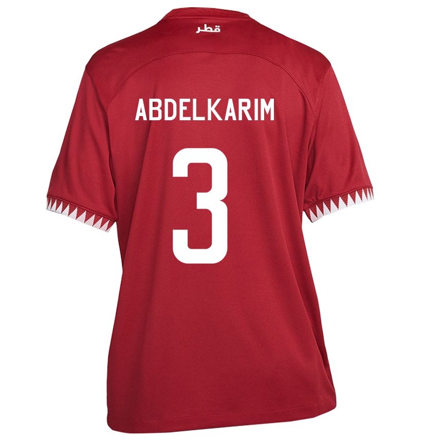 Hombre Camiseta Catar Abdelkarim Hassan #3 Granate 1ª Equipación 22-24 La Camisa Argentina