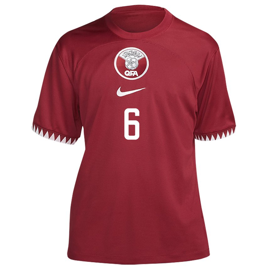 Hombre Camiseta Catar Abdulaziz Hatem #6 Granate 1ª Equipación 22-24 La Camisa Argentina