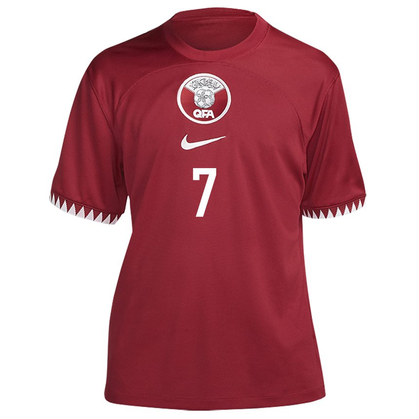 Hombre Camiseta Catar Ahmed Alaaeldin #7 Granate 1ª Equipación 22-24 La Camisa Argentina