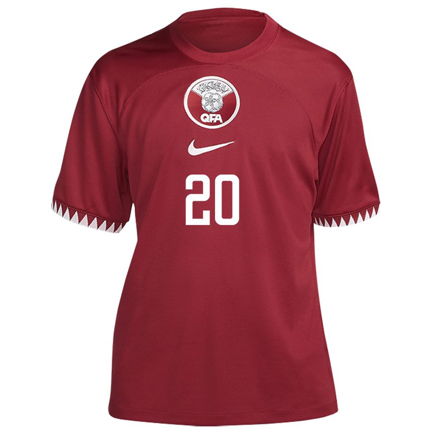 Hombre Camiseta Catar Salem Al Hajri #20 Granate 1ª Equipación 22-24 La Camisa Argentina