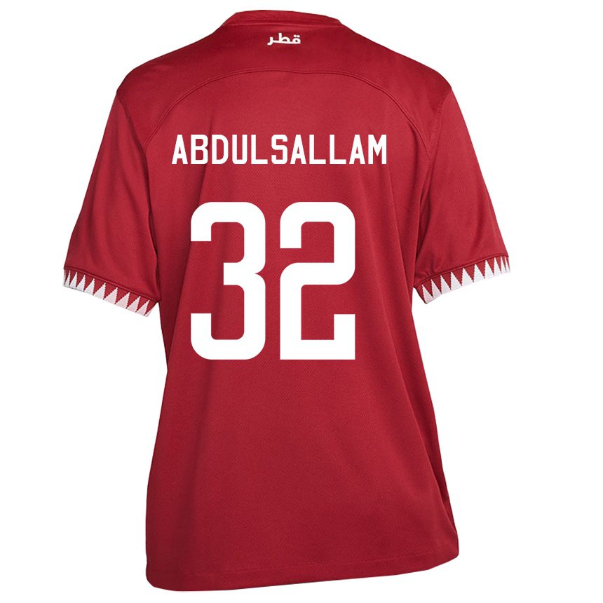 Hombre Camiseta Catar Jassem Gaber Abdulsallam #32 Granate 1ª Equipación 22-24 La Camisa Argentina