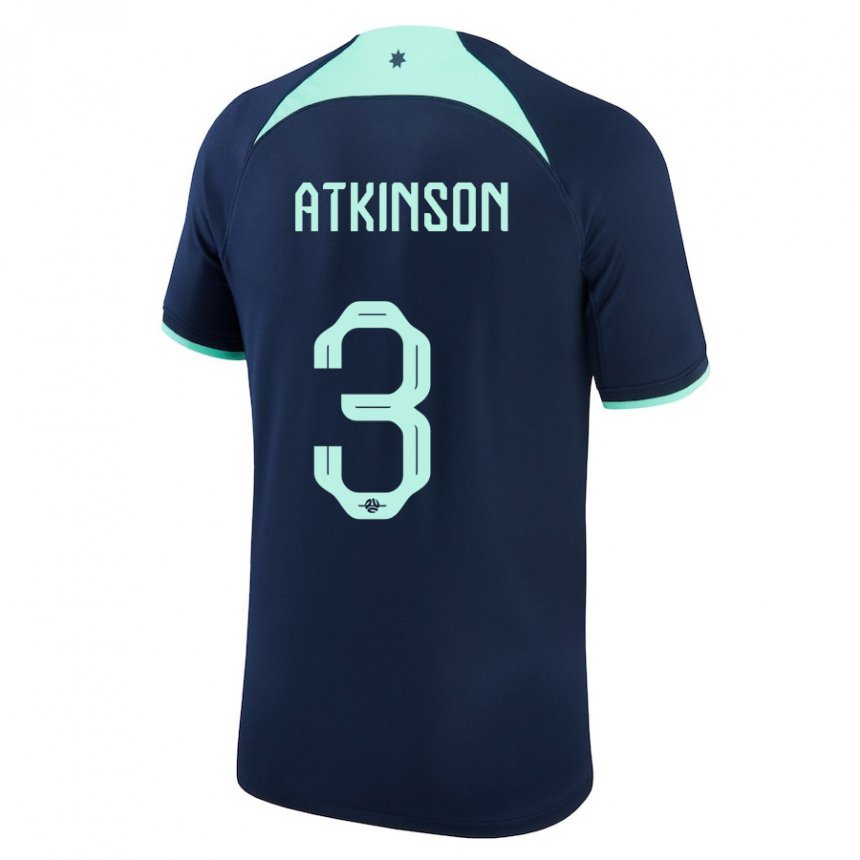 Hombre Camiseta Australia Nathaniel Atkinson #3 Azul Oscuro 2ª Equipación 22-24 La Camisa Argentina