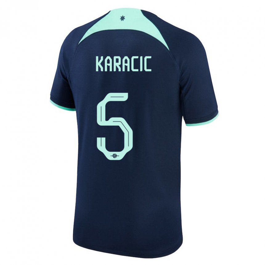 Hombre Camiseta Australia Fran Karacic #5 Azul Oscuro 2ª Equipación 22-24 La Camisa Argentina