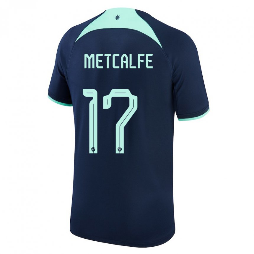 Hombre Camiseta Australia Connor Metcalfe #17 Azul Oscuro 2ª Equipación 22-24 La Camisa Argentina