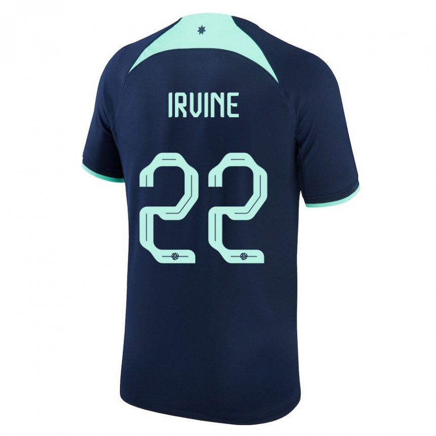 Hombre Camiseta Australia Jackson Irvine #22 Azul Oscuro 2ª Equipación 22-24 La Camisa Argentina