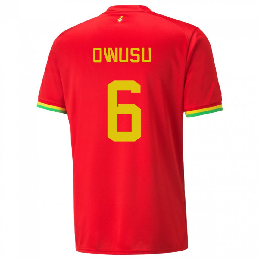 Hombre Camiseta Ghana Elisha Owusu #6 Rojo 2ª Equipación 22-24 La Camisa Argentina