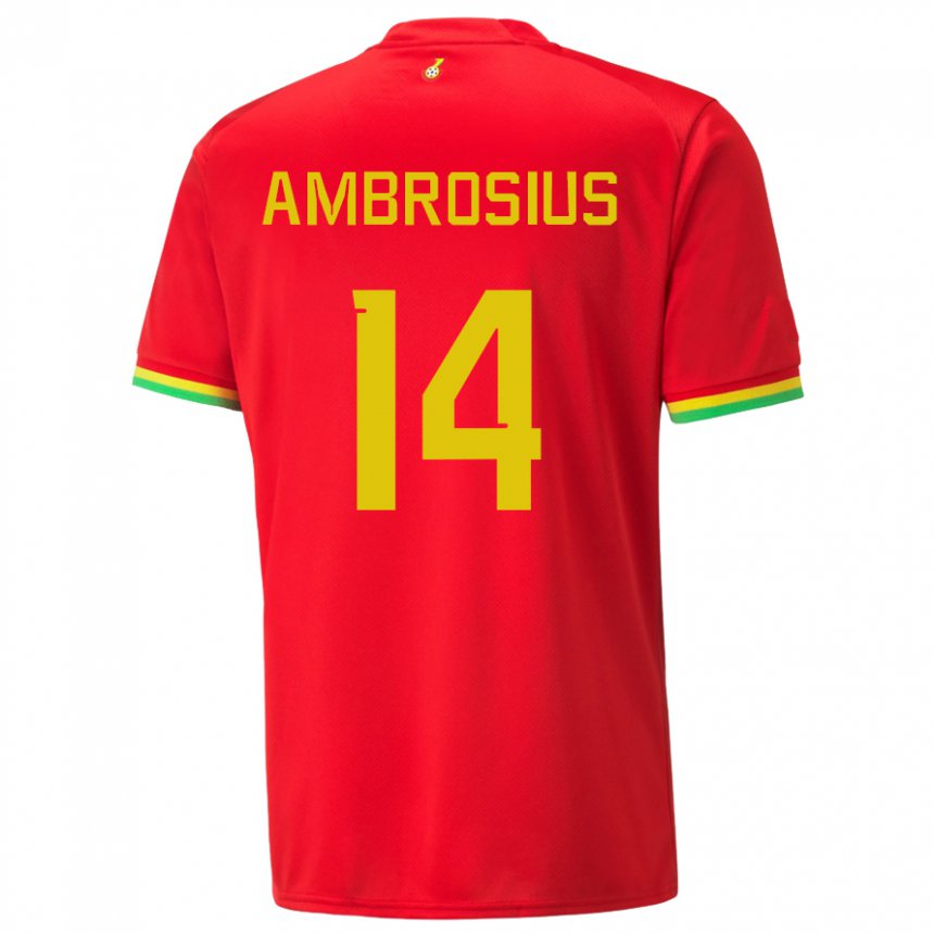 Hombre Camiseta Ghana Stephan Ambrosius #14 Rojo 2ª Equipación 22-24 La Camisa Argentina