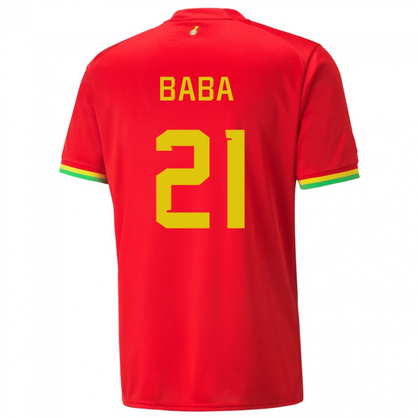 Hombre Camiseta Ghana Iddrisu Baba #21 Rojo 2ª Equipación 22-24 La Camisa Argentina