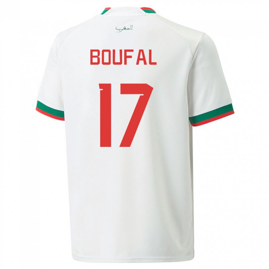 Hombre Camiseta Marruecos Sofiane Boufal #17 Blanco 2ª Equipación 22-24 La Camisa Argentina