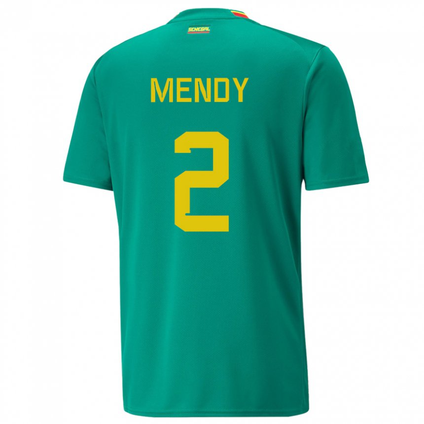 Hombre Camiseta Senegal Formose Mendy #2 Verde 2ª Equipación 22-24 La Camisa Argentina