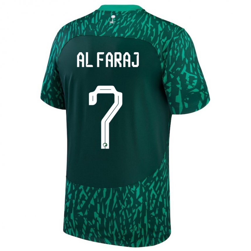 Hombre Camiseta Arabia Saudita Salman Al Faraj #7 Verde Oscuro 2ª Equipación 22-24 La Camisa Argentina