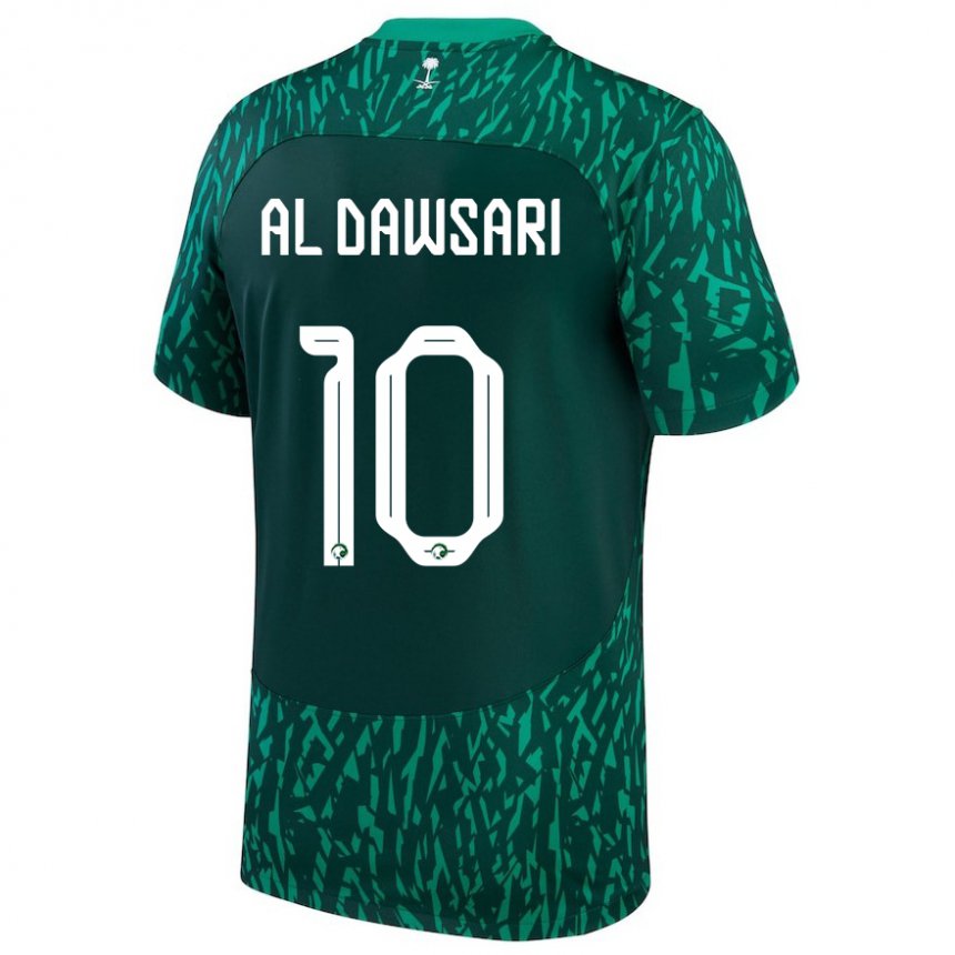 Hombre Camiseta Arabia Saudita Salem Al Dawsari #10 Verde Oscuro 2ª Equipación 22-24 La Camisa Argentina