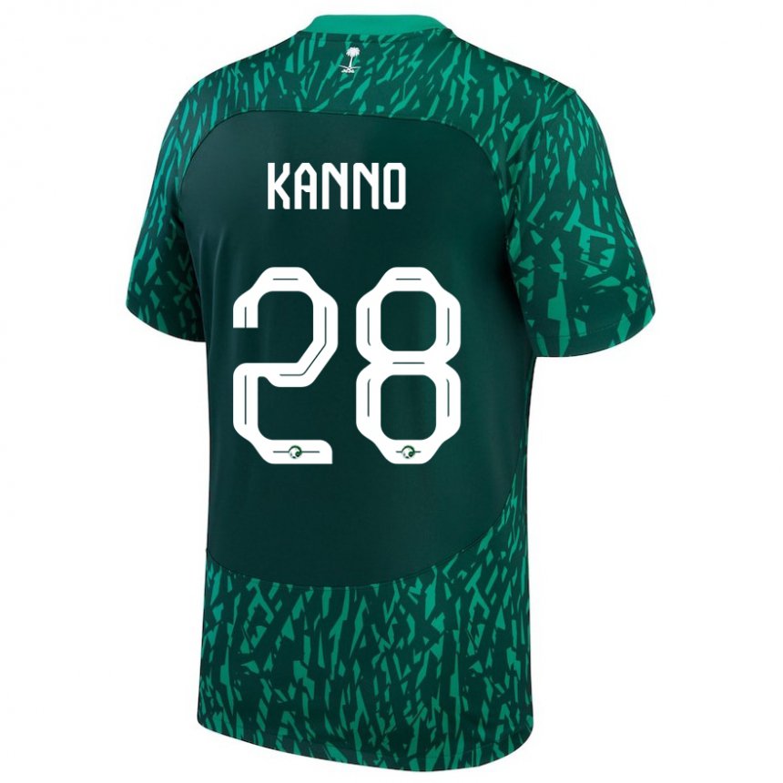 Hombre Camiseta Arabia Saudita Mohamed Kanno #28 Verde Oscuro 2ª Equipación 22-24 La Camisa Argentina