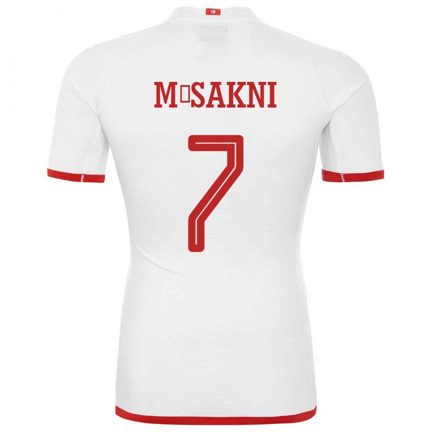 Hombre Camiseta Túnez Youssef M Sakni #7 Blanco 2ª Equipación 22-24 La Camisa Argentina