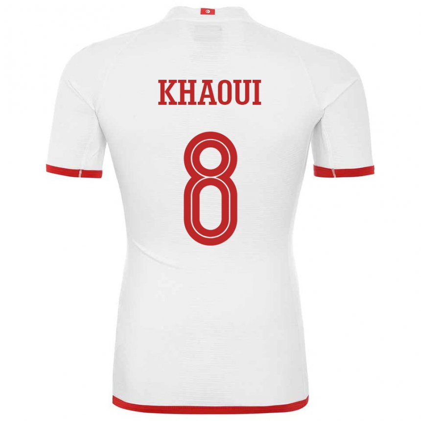 Hombre Camiseta Túnez Saif Eddine Khaoui #8 Blanco 2ª Equipación 22-24 La Camisa Argentina