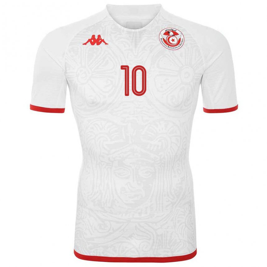 Hombre Camiseta Túnez Wahbi Khazri #10 Blanco 2ª Equipación 22-24 La Camisa Argentina