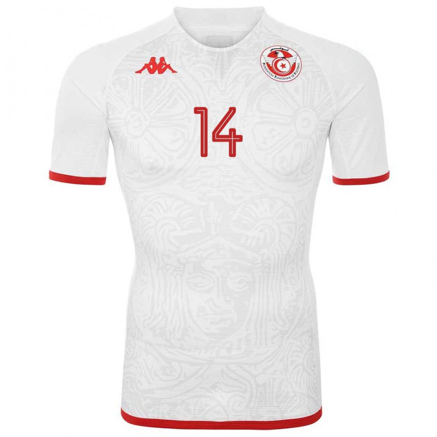 Hombre Camiseta Túnez Hannibal Mejbri #14 Blanco 2ª Equipación 22-24 La Camisa Argentina