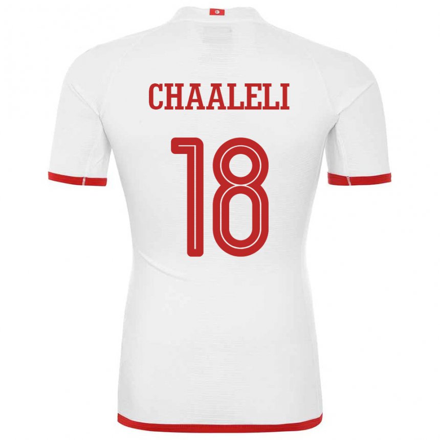 Hombre Camiseta Túnez Ghaliene Chaaleli #18 Blanco 2ª Equipación 22-24 La Camisa Argentina