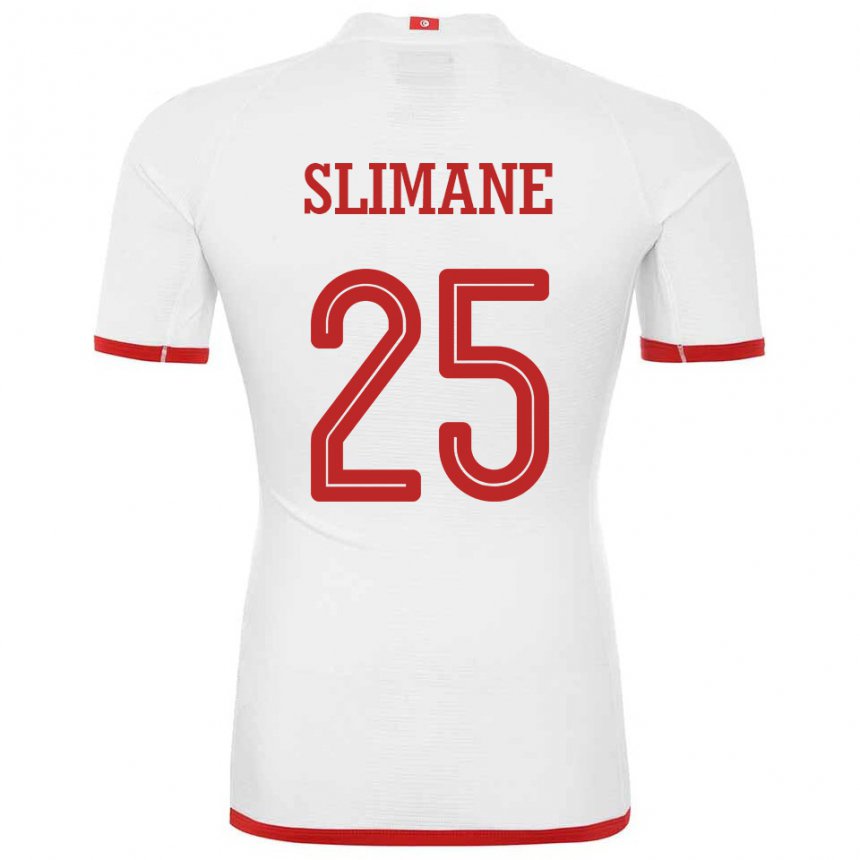 Hombre Camiseta Túnez Anis Ben Slimane #25 Blanco 2ª Equipación 22-24 La Camisa Argentina