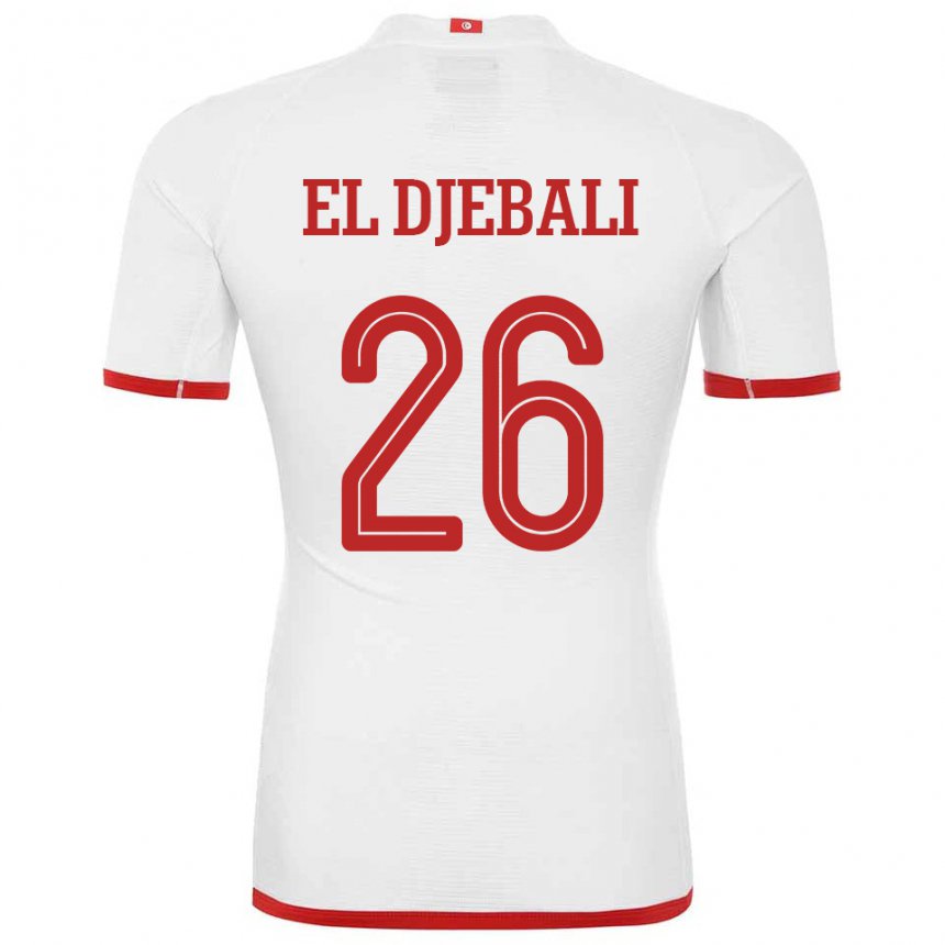 Hombre Camiseta Túnez Chaim El Djebali #26 Blanco 2ª Equipación 22-24 La Camisa Argentina