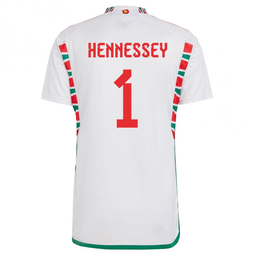 Hombre Camiseta Gales Wayne Hennessey #1 Blanco 2ª Equipación 22-24 La Camisa Argentina