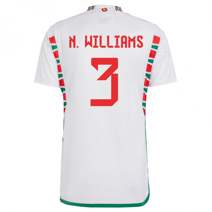 Hombre Camiseta Gales Neco Williams #3 Blanco 2ª Equipación 22-24 La Camisa Argentina