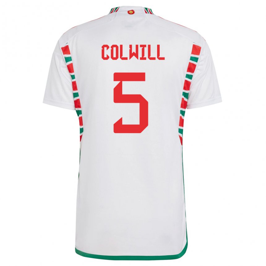 Hombre Camiseta Gales Rubin Colwill #5 Blanco 2ª Equipación 22-24 La Camisa Argentina