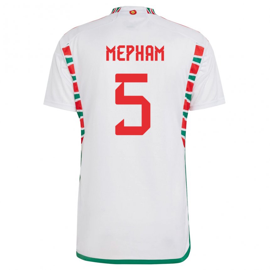 Hombre Camiseta Gales Chris Mepham #5 Blanco 2ª Equipación 22-24 La Camisa Argentina