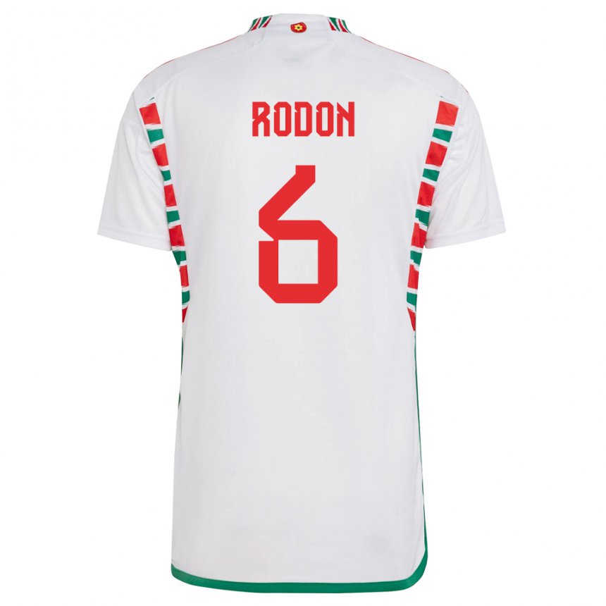 Hombre Camiseta Gales Joe Rodon #6 Blanco 2ª Equipación 22-24 La Camisa Argentina